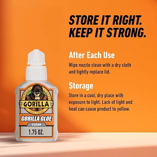 Gorilla Clear Glue, 1.75 Ounce Bottle (Pack of 1) - Crystal Clear, All Purpose, and Water Resistant