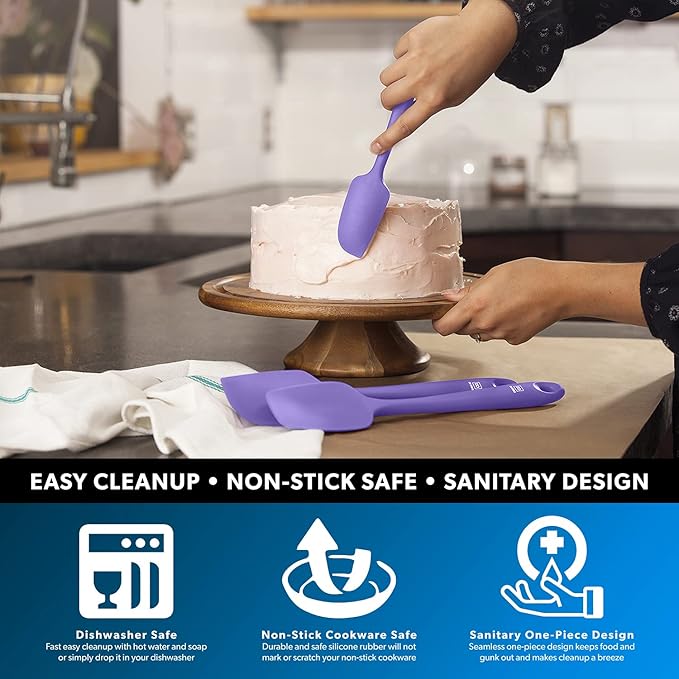 DI ORO Mini Spatula - Small Spatulas Silicone Heat-Resistant up to 600°F - Silicone Kitchen Scraper for Baking & Cooking BPA Free - Mixing Spatula Dishwasher Safe - Nonstick Cookware Safe (Lavender)