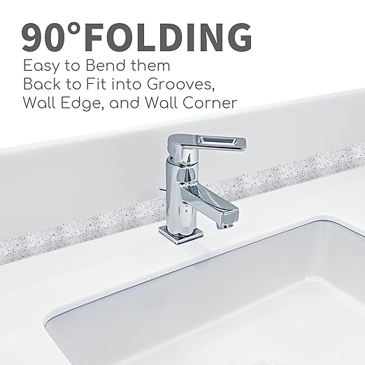 3 Rolls 10.5 Feet Caulk Tape Toilet Caulking Strip Self Adhesive Bathroom Sealing Peel and Stick Caulk Strip for Bathtub, 1.5 Inches (Grey Granite)