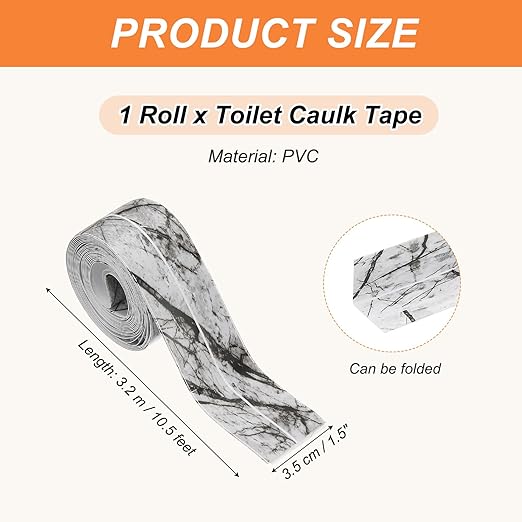 PATIKIL Caulk Tape Waterproof Self Adhesive, PVC Toilet Caulking Sealant Strip Bathtub Caulk Sealing Strip Tape for Bathroom Kitchen Countertop, Ink Stone Pattern (1.5 Inch x 10.5 Ft)