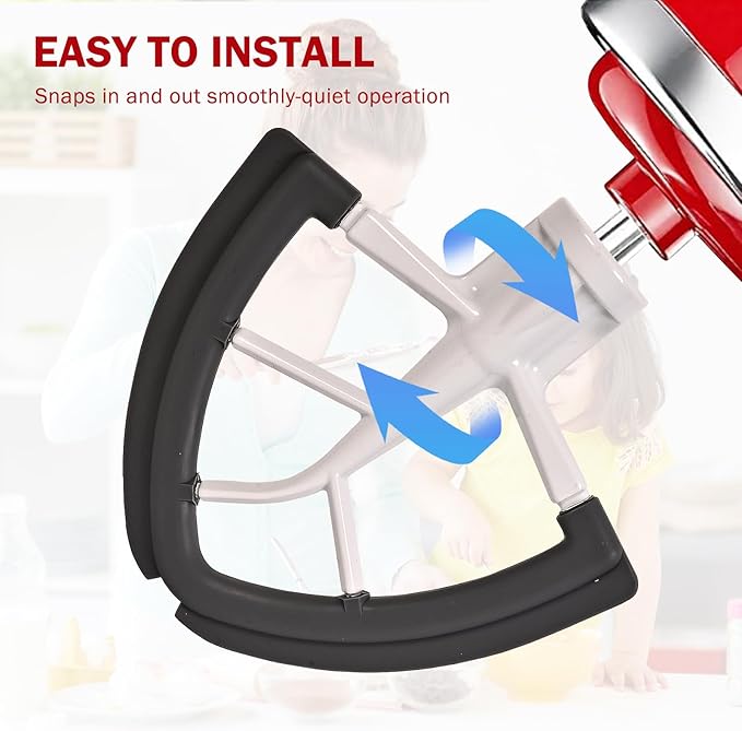Flex Edge Beater for KitchenAid 4.5/5 Qt Tilt-Head Mixer – Flexible Silicone Edge kitchen aid paddle attachments, Auto-Scrape Bowl Scraper, For Kitchen Aid Accessories and Attachments (Gray)