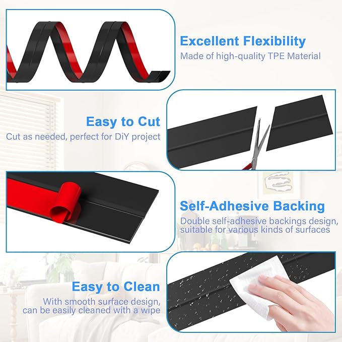 20FT Weather Stripping Door Seal - 2" Silicone Door Draft Seal Tape for Gaps Under Door Weatherstripping Sweep Stopper for Bottom of Shower Door/Sliding Glass Door