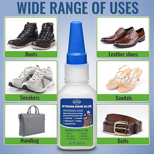 Shoe Glue-Quick Dry Sole Repair Adhesive,Professional Grade Strong Waterproof Clear Repair Glue for Sneakers, Boots,Sandals,Leathers,Handbags and More