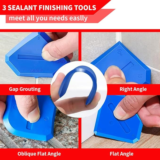 Caulk Gun Kit, Caulking Gun No Drip with 3 Silicone Caulking Tool and 3 in 1 Caulk Remover Tool, 15:1 Thrust Ratio, Professional Hand Caulking Gun Tool for the Seams of Bathroom and Kitchen Sinks