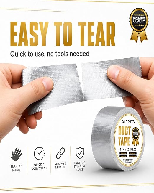 Silver Duct Tape Heavy Duty: Wide Waterproof Outdoor Duck Furniture Repair Tape Bulk - Strong Adhesive Weather UV Resistant No-Residue Masking Tapes Patterns Variety Pack (3, Grey)