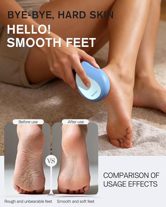 BEZOX Glass Foot File Callus Remover – Professional Foot Scrubber for Dead Skin & Cracked Heels – Premium Pedicure Tools for Travel with Protective Cover - Blue