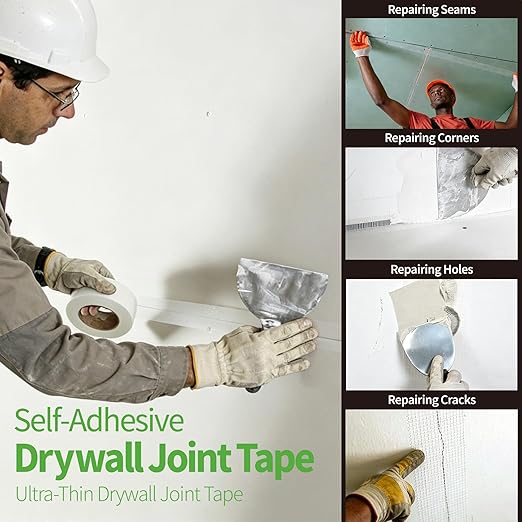 Drywall Joint Tape, 2" x 99 ft, Self-Adhesive Fiberglass Mesh Tape, Strong Crack Repair for Holes, Seams & Corners, White