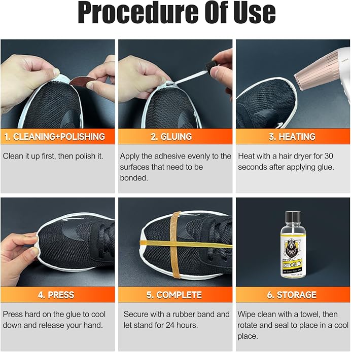 PHIXBEAR Professional Grade Shoe Glue Repair Adhesive, Heavy Duty Clear Flexible Glue : Low Odor, No White, No Hard, 1.05 fl oz