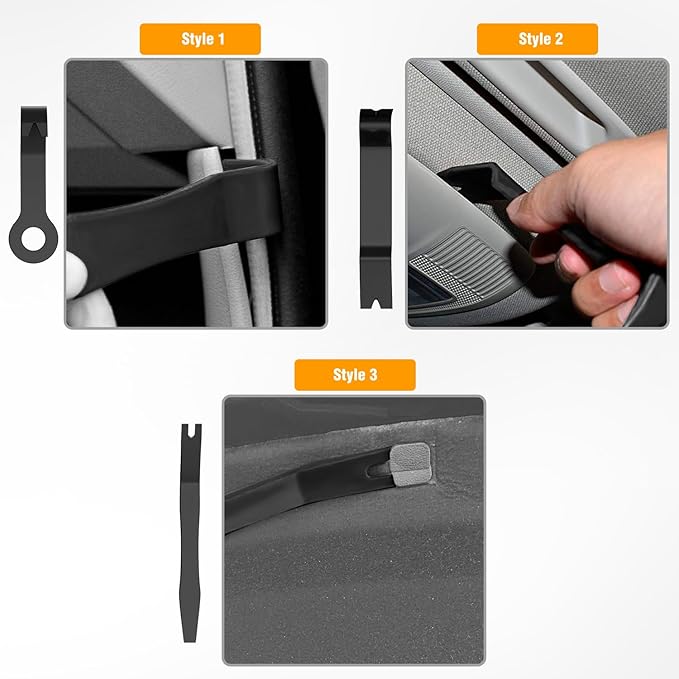 GOOACC 8PCS Auto Trim Scratch Removal Tool Car Audio Dash Panel Window Molding Fastener Remover Tool Kit-Black