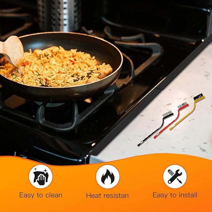 Stove Gap Covers Stainless Steel,2PC Adjustable Length 13.8"–27.5" Width 0.79" Stoves Gap Filler,Heat Resistant&Rustproof Counter Gap Protector,Easy Clean Kitchen Accessories,Bonus 3 Cleaning Brush