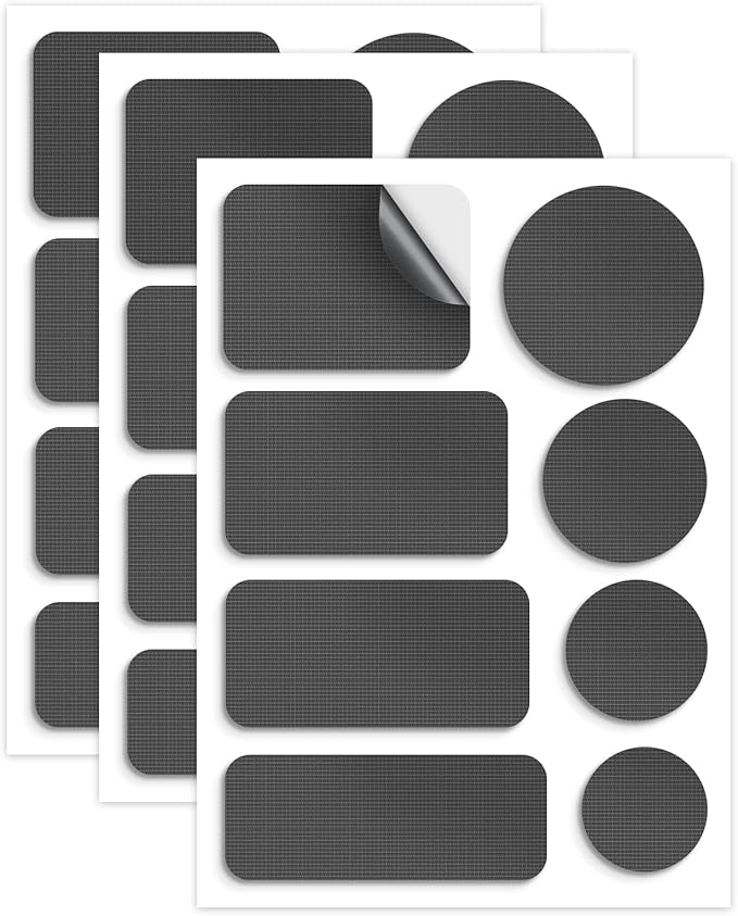 Waterproof Self-Adhesive Nylon Patches for Tent Repair Kit, 24pcs Outdoor Gear Tenacious Repair Tape, Fabric Patches for Clothes, Down Puffer Jacket, Tent, Sleeping Bag, Backpack, Dark Gray