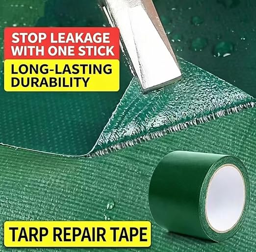 Heavy duty waterproof repair tape, 4 inches * 32 feet, suitable for repairing canvas, tents, camping awnings, leather products, boat covers, waterproof cloth, umbrellas, outdoor fabrics, UV protection