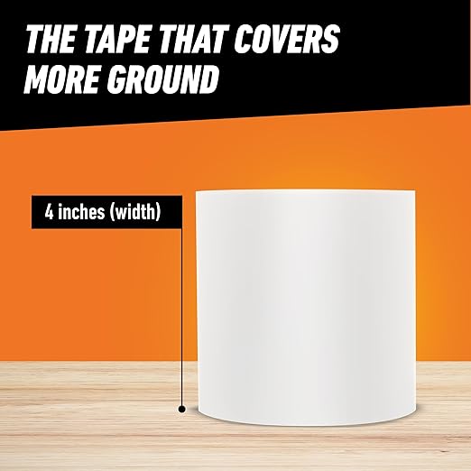 Gorilla Waterproof Patch & Seal Tape, White Tape, 4" x 10' (Pack of 1) - Permanent Weather Resistant Seal for Leaks and Repairs