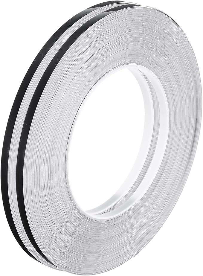 HARFINGTON 2Pcs Floor Tiles Black Foil Lines Metallic Mirror Tape 0.2" x164 Ft Self Adhesive Decor Floor Wall Seam Sticker Waterproof Gap Sealing Tape for Kitchen Bathroom Cabinet
