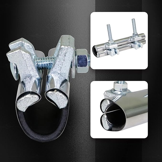 HIGHCRAFT 60200TTSD-5, Single Pipe Repair Clamp 2'', Double Bolt, 6” Long, Stainless Steel (5 Pack), Chrome