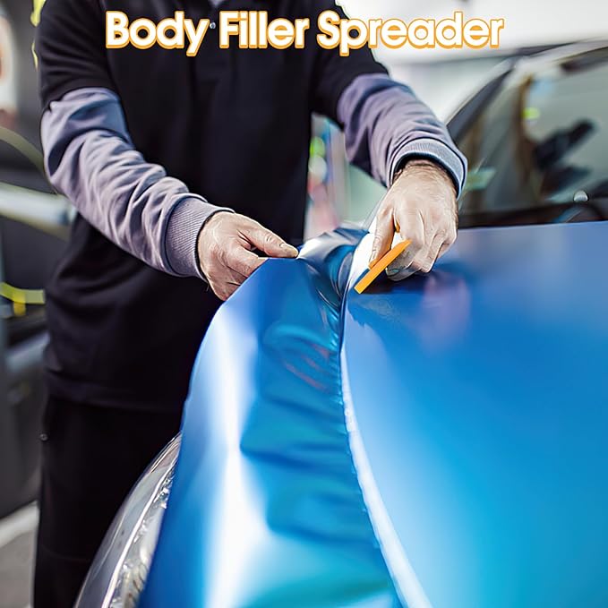 PEASUG Body Filler Spreader, 9 Pack Reusable Plastic Spreader Tool for Automotive Body Applying Fillers, Putties, Glazes, Caulks - Autobody Paint Repairs, 3 Each 4", 5" and 6"