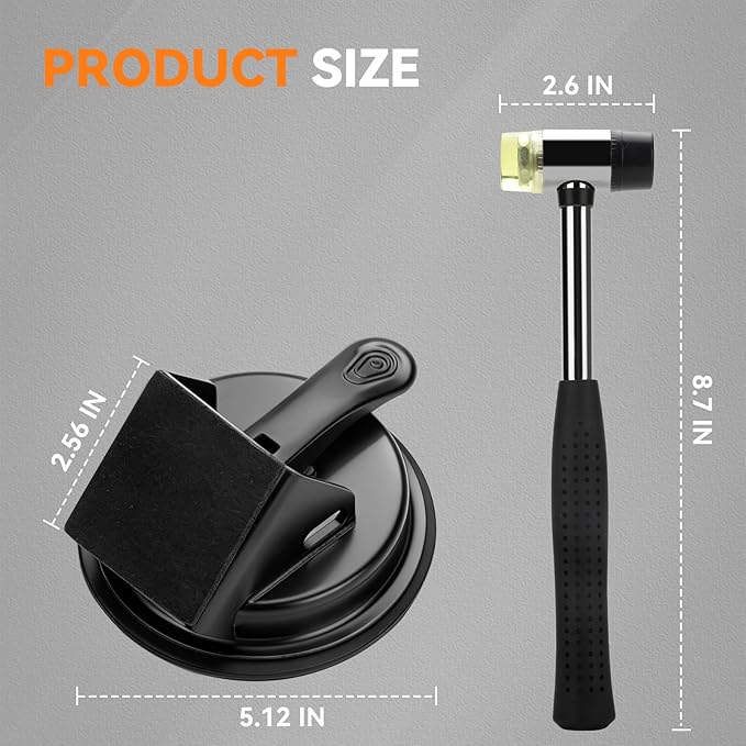 Floor Gap Fixer Tool Kit with Hammer & 5 Reusable Pads | 45° Strike Angle Design for Easy DIY Installation | 4.9" Super Strong Suction Silicone Cup for Laminate, Vinyl, Wood Floor Repair