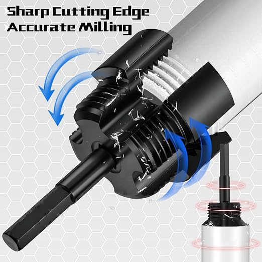 3 Pcs Pipe Thread Cutting Tool Integrated Internal & External Pipe Threading Tool Electric Drill Compatible PVC Tube Threader Kit, 1/2", 3/4", 1'' Tube Size Rethreading Kit (3 Sizes, Black)