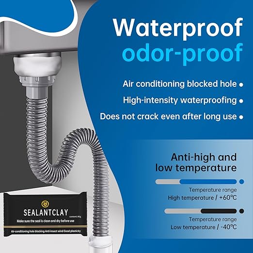 16 Pcs White Waterproof Seal Putty & Duct Seal Clay, Moldable Silicone Putty for Sealing Drain Connections, Wall Holes, Air Conditioning Openings - Reliable, Efficient Repair