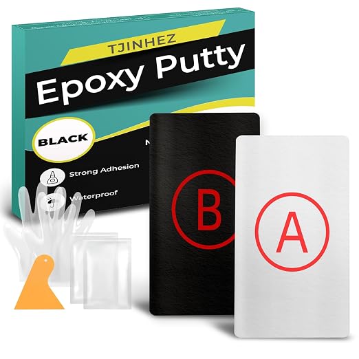 Black Epoxy Putty 14oz High Strength Filler Metal Wood Tile Ceramic | Strong bonding, fast cure, fits metal wood tile ceramic, moldable sculpt fill clay, waterproof putty stops leaks permanently