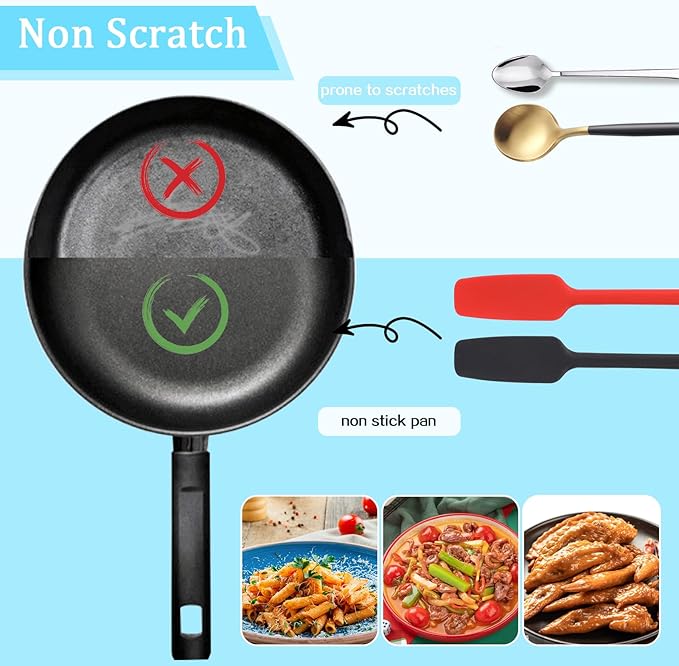 3 Pcs Silicone Jar Spatulas with Long Handle, Jam Spreader Rubber Spatula Heat Resistant Non-Stick Silicone Scraper Small Spatulas for Baking and Cake Icing Kitchen Use, 3 Color