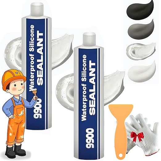 All-Purpose Super-Bonding Structural Sealant, 9900 Sealant Waterproof, Waterproof Adhesive 9900, Multi-Surfaces Adhesive for Roof Bathroom Tile (Clear-2PCS)