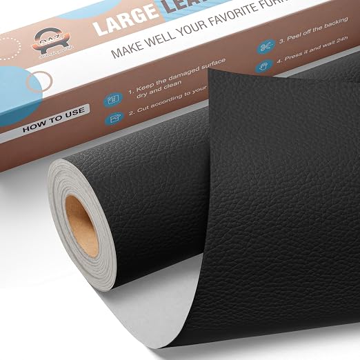 Leather Repair Kit for Furniture 16"x 63" Leather Tape Repair Patch Self Adhesive Sofa Vinyl Repair Patch Kit for Car Seat,Couch,Boat Seat,Chair - Black