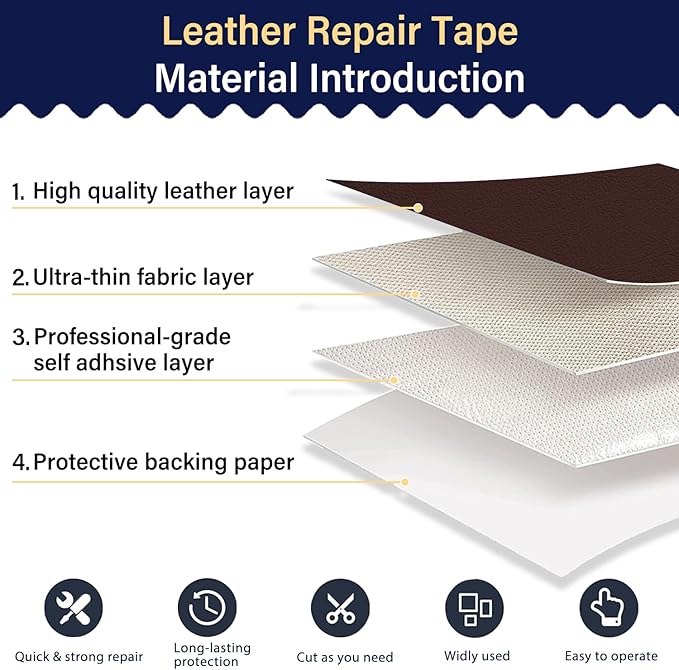 Zenyao Leather Repair Patch Tape - Self Adhesive Leather Repair Kit for Car Seat Furniture, Heavy Duty Vinyl Repair Patch for Couch Sofa, Waterproof Fix for Tears, 16x60 Inch Roll, Brown Burgundy