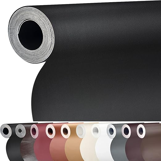 Leather Repair Patch 36x79 inch, Black, Self-Adhesive, Waterproof, Strong Adhesive, Scratch Resistant, Polyurethane, Custom Style, For Furniture, Couch, Chairs, Car Seat