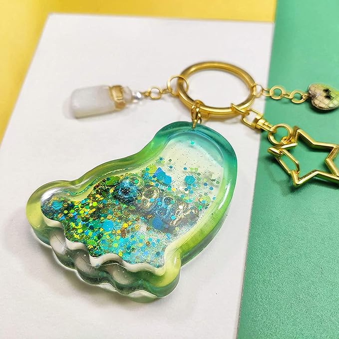 Epoxy Resin Shaker Silicone Molds Set Mouse Head, Flower, Footprint, Dolphin, Windmill, Unicorn, Bear's Paw, TV, Rocking Horse, Drippy Circle, Media Players 12-Count