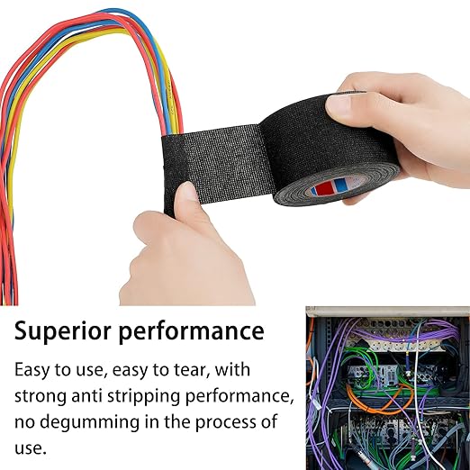 Outus Wire Harness Cloth Electrical Tape Wire Loom Harness Automotive Heat Proof Cloth Tape for Automotive Electrical Wrap Protection Insulation Cable Fixed(2 Roll,2 Inch X 49.2 ft)