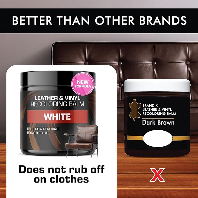 FORTIVO Leather Recoloring Balm, Leather Repair Kit for Furniture, White Leather Dye, Leather Repair Kit, White Leather Balm, Leather Repair Kit for Couches, Balm Leather - White