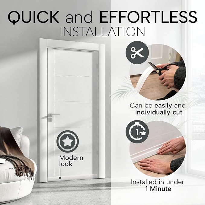 Vellure® Door Draft Stopper for Bottom of Door - Premium Door Sweep for Bottom of Door/Weather Stripping Door Seal (Save Energy – installs Quickly and Easily) Door Strip Ideal for (5, Brown)
