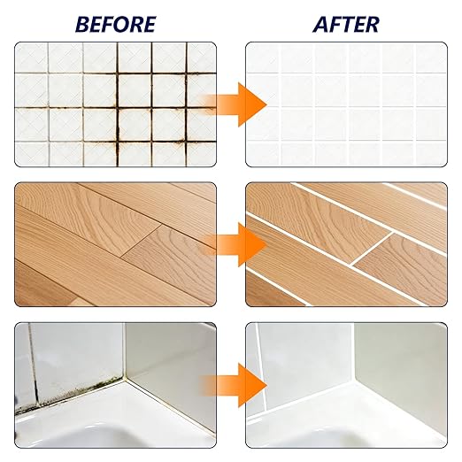 Tile Grout Repair Kit, 4 Pack Fast Drying Grout Filler for Shower, Bathroom & Kitchen, Waterproof Tile Grout Paint, Grout Sealer Restores and Renews Tile Gaps, Joints, Lines (White, 4.8oz / 136g Each)