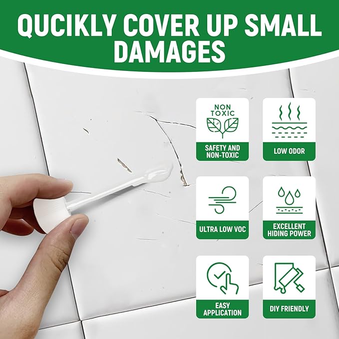 Tub Tile Gloss White Paint Touch Up Paint Kit for Bathtub Porcelain Repair Scratches Cracks Chips on Porcelain Acrylic Enamel Cast Iron Tiles Sinks Countertops Toilets Fiberglass White Gloss