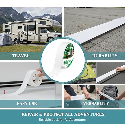 RV Roof Sealant Tape - Grade Waterproof Repair Tape for RV & Camper, All-Weather UV Resistant Adhesive for Roof Seals, Vents & Seams, Heavy Duty Leak Protection (Black, 4in x 50 ft)