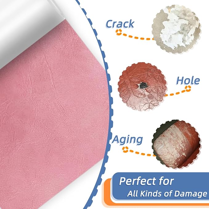 8x47 Inch Leather Repair Tape,Self Adhesive Leather Patches for Furniture,Vinyl Repair Kit for Couches,Bed,Car Seats,Chair (Light Pink)