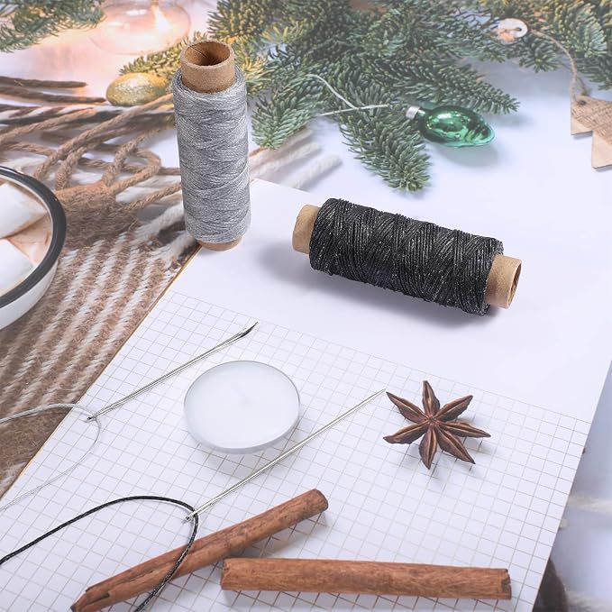 110Yards Waxed Thread with 7 Pcs Leather Needles for Hand Sewing 150D Flat Waxed Thread Repair Needles for Upholstery Canvas Bags Sofa Furniture