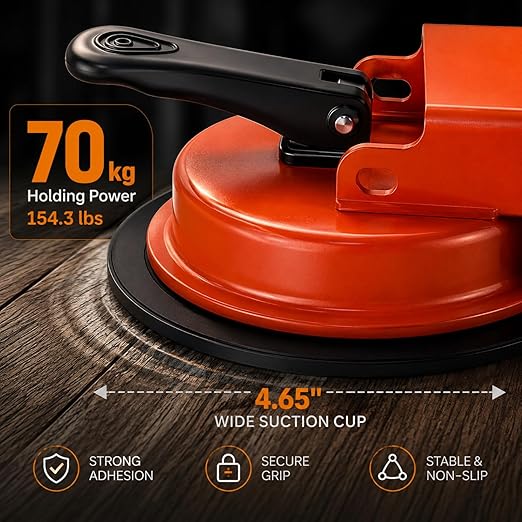 Floor Gap Fixer Tool with Enhanced Vacuum Suction Cup for Vinyl Plank (LVP), Laminate, Hardwood & Tile Flooring, Industrial Steel, Heavy Duty Floor Fix Plank Grabber for Repair Gaps (Tool + Mallet)