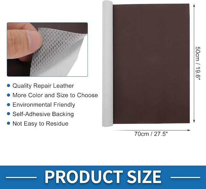 Self Adhesive Leather Repair Patch Strong Stickiness 19.6"x27.5" Leather Repair Tape PVC Faux Leather Deep Brown 1 Pcs