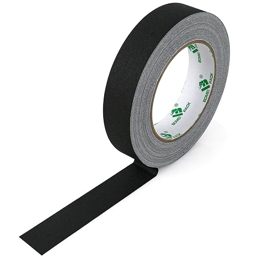 BOMEI PACK Black Gaffer Tape, Matte Non-Reflective, 1inch x 30yds No Residue Hand Tear Self-Adhesive Gaffer Tape for Labeling, Cable, Stage, Photography, Painters and Duct Repair, 1 Pack
