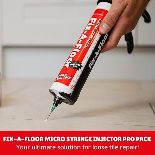 The Original Fix-A-Floor Loose Tile Repair Adhesive PRO Pack! Includes a Micro Syringe Injector and Two Drill Bits -Tile, Porcelain, Ceramic, Marble, Stone, Wood Floor. Pack of 2