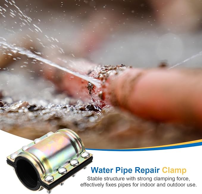 Water Pipe Repair Clamp, 7.09 Inch Length, 3-4/9 Inch ID Carbon Steel Leak Sealer Clamp, Leak Stoppers Pipe Repair Kit for 88mm OD PE PVC PPR Steel Iron Pipes