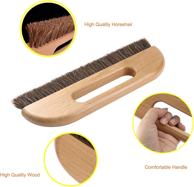 KUMGROT Wallpaper Smoothing Brush, 3-Rows Wallpaper Paste Hair Wallpapers Brush Tool Horse with Wood Handle for Wallpapering (W01)