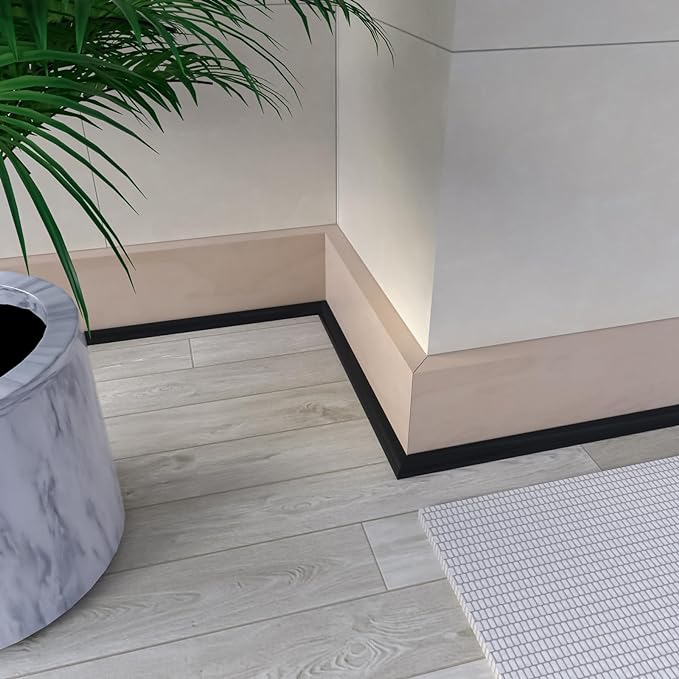 3/4 Inch Flexible Quarter Round Molding, Peel and Stick Rubber Floor Trim, Quarter Round Trim with 3m Tape, Self-Adhesive Bathtub Trim Molding
