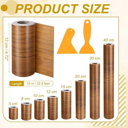 PATIKIL Wood Grain Repair Tape, 5" x 33' Self Adhesive Realistic Wood Tape with Scraper Durable Repair Patch for Furniture Floor Window Door Table DIY Home Decor, Ash-Tone Grain