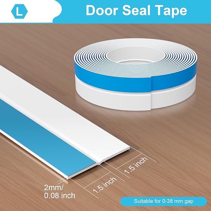 Thickened Weather Stripping Door Seal, Gap Seal for Frame and Gaps Draft Stopper,Glass Shower Door Sweep, White, 20 Feet x 3 Inch