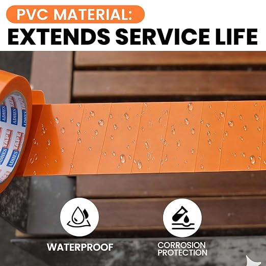 ADHES PVC Pipe Wrap Tape, 2 Inch X 35 Yds, Corrosion Protection Pipe Tape, Weatherproof PVC Tape for Drain Pipe, Metal & Electrical Piping, Underground Pipe, Orange