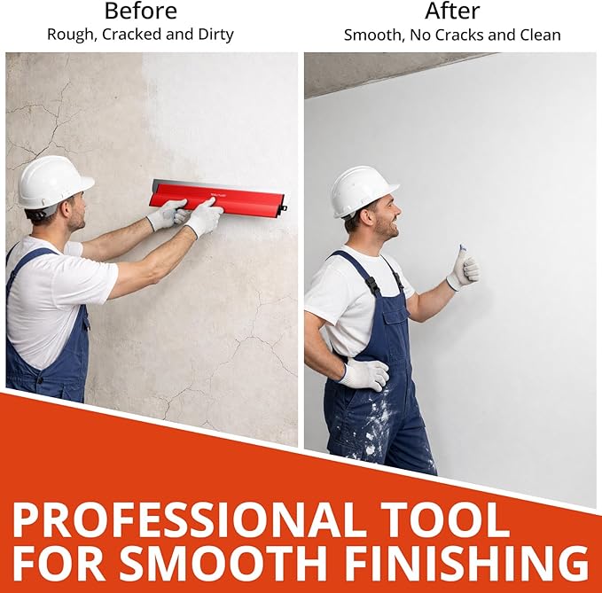 GETLITOOL 60cm Large Paint Putty Scraper with Spare Blades, Heavy-Dury Drywall Knife with Ergonomic Handle & 201 Stainless Steel Skimming Blade for Drywall Repair, Joint Filling, Surface Finishing