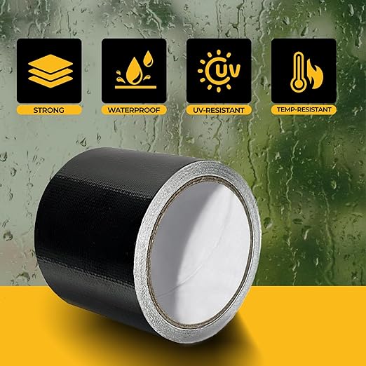 RV Awning Repair Tape for Tarp Outdoor Repair Tape for Canvas, Boat Covers, Tent, Sail, Waterproof, UVproof, Black